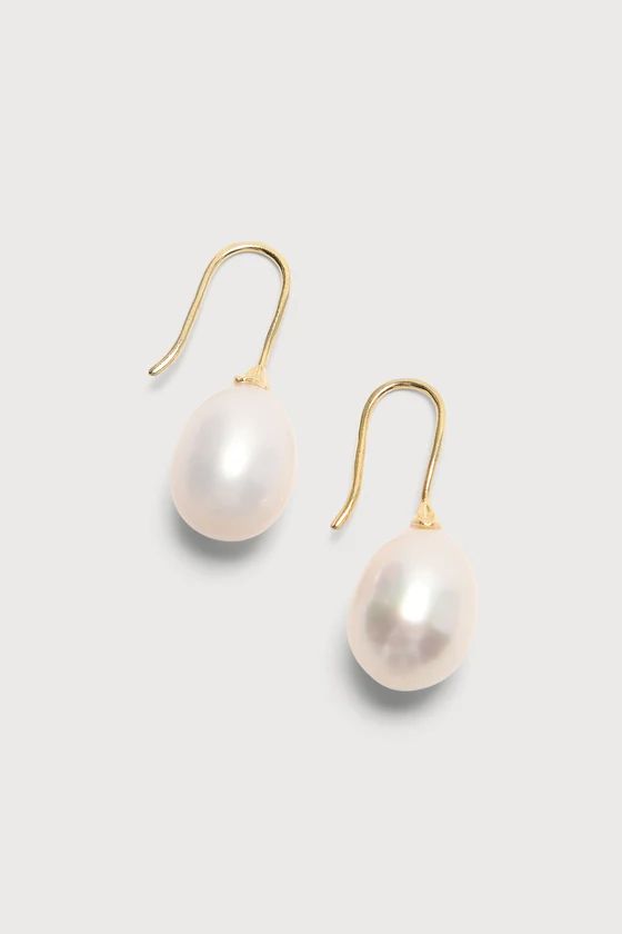 Around the Pearl'd 14KT White and Gold Pearl Teardrop Earrings | Lulus