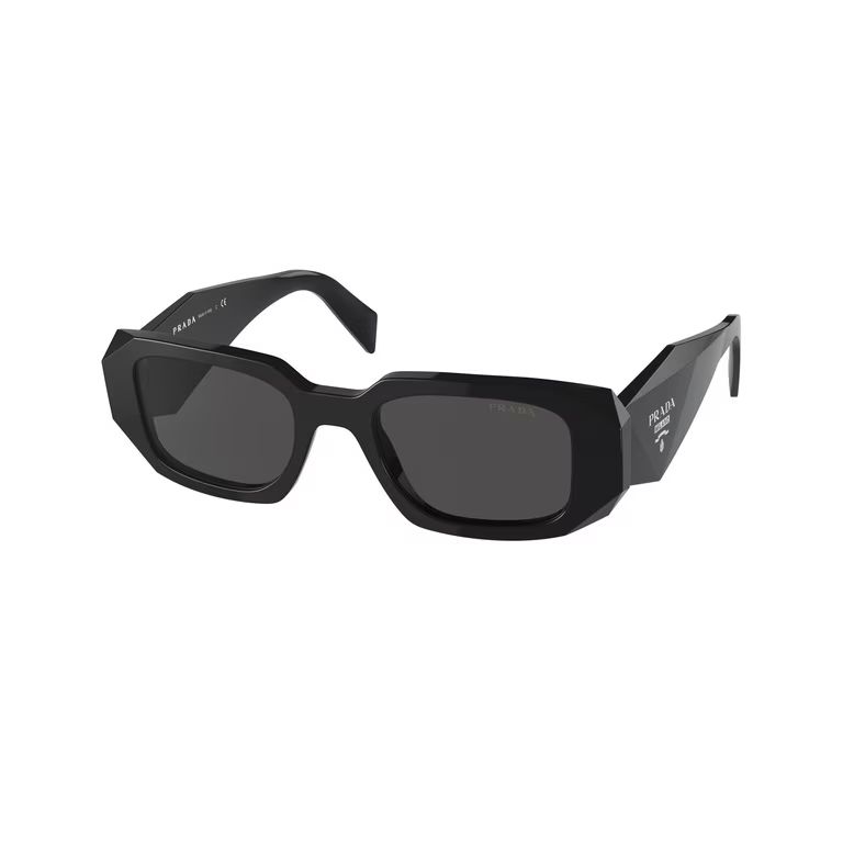 Prada PR 17WS Plastic Womens Rectangle Sunglasses Black 49mm Adult | Walmart (US)