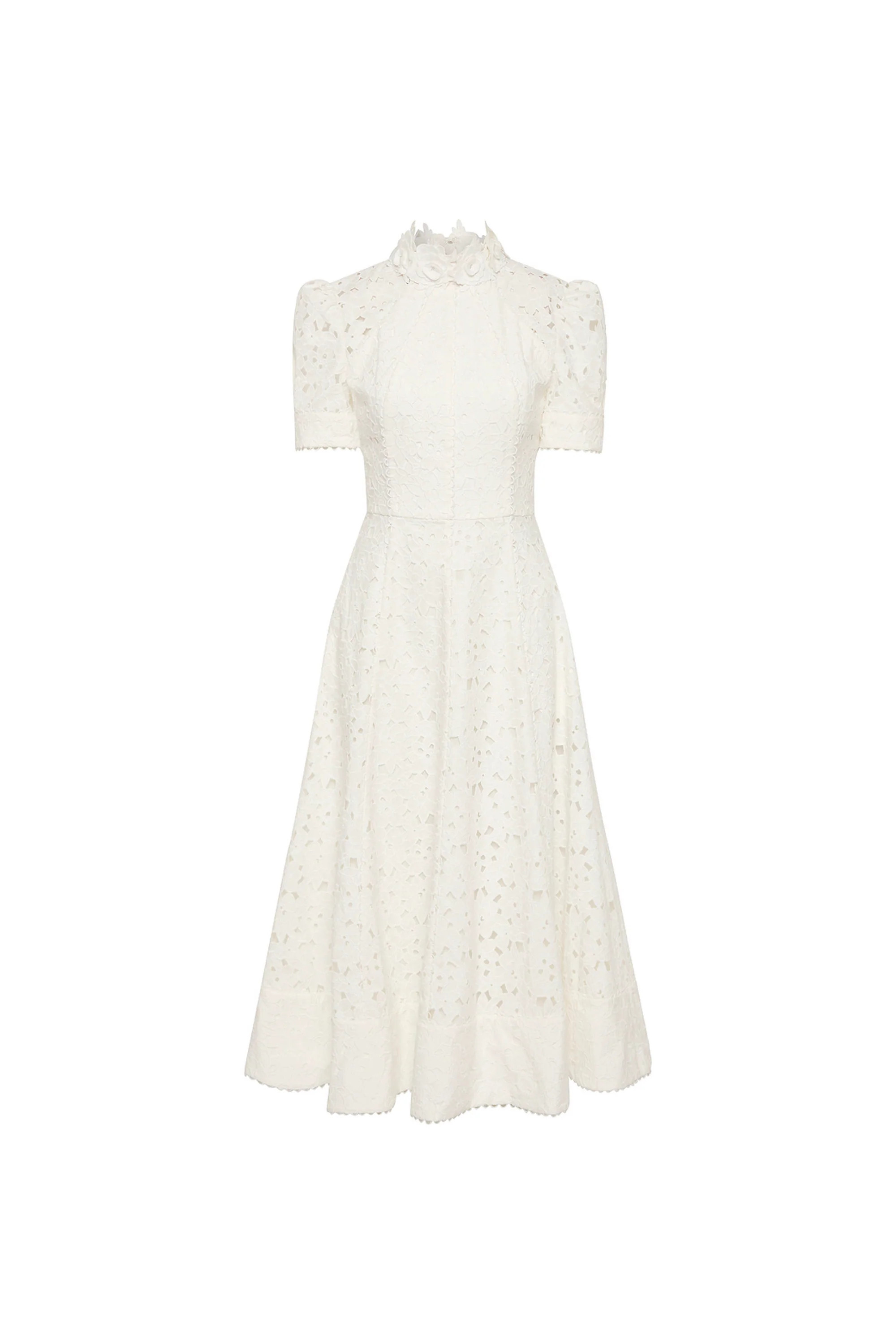 Kitsu Short Sleeve Midi Dress Ivory | Rebecca Vallance (Global)