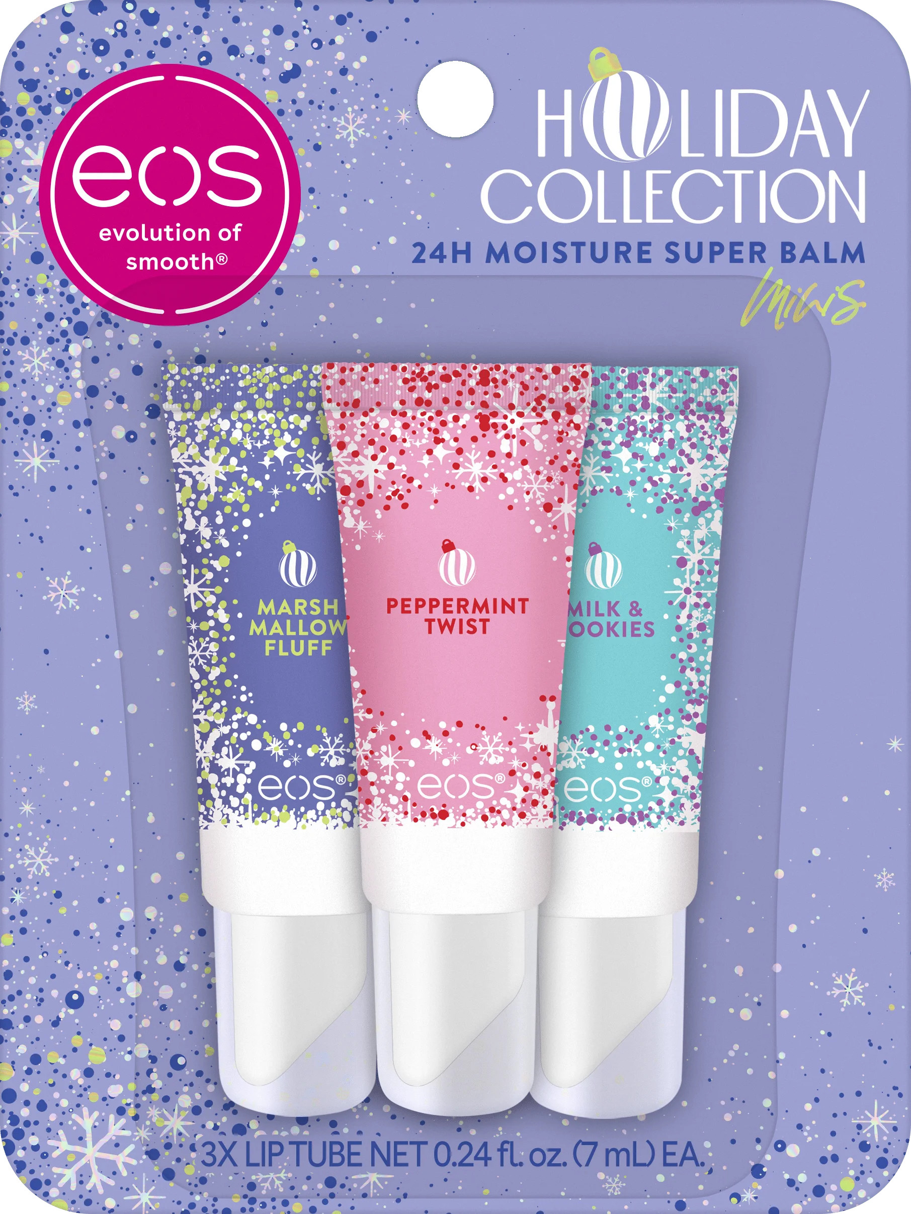 eos Holiday Mini Super Balms, Peppermint Twist, Milk & Cookies, Marshmallow Fluff, 3-pack, 0.24 f... | Walmart (US)