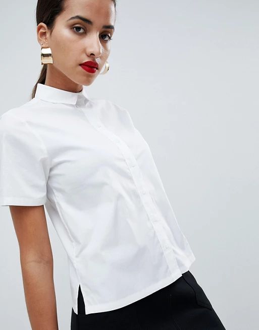 ASOS DESIGN boxy short sleeve shirt in stretch cotton | ASOS (Global)