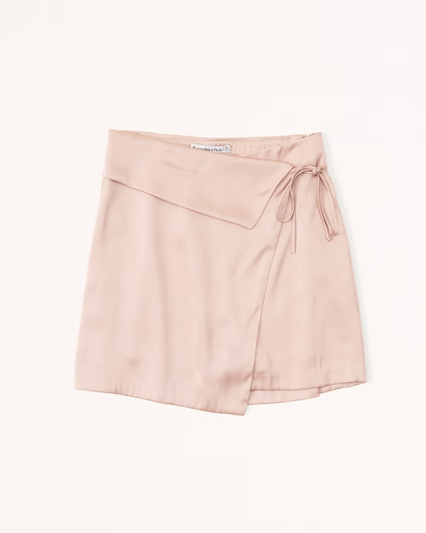 Wrap Satin Mini Skort | Abercrombie & Fitch (US)