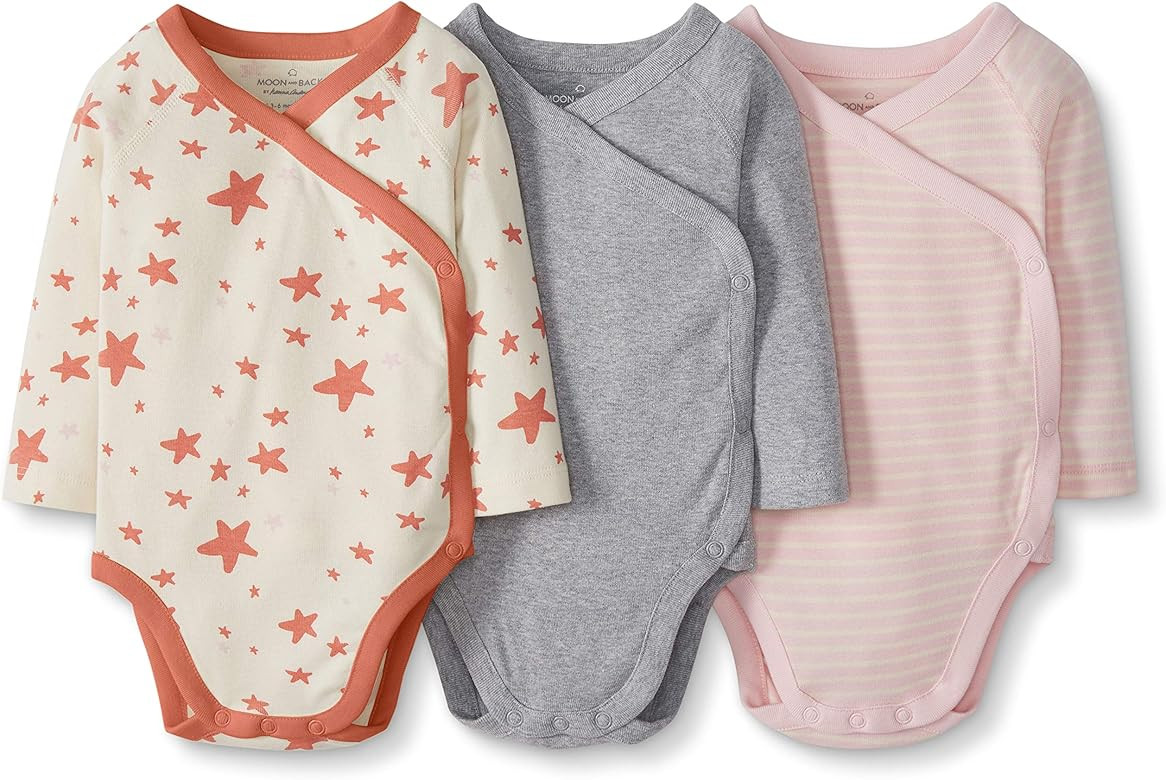 Moon and Back by Hanna Andersson Unisex Babies' Long-Sleeve Side Snap Bodysuit, Pack of 3 | Amazon (US)