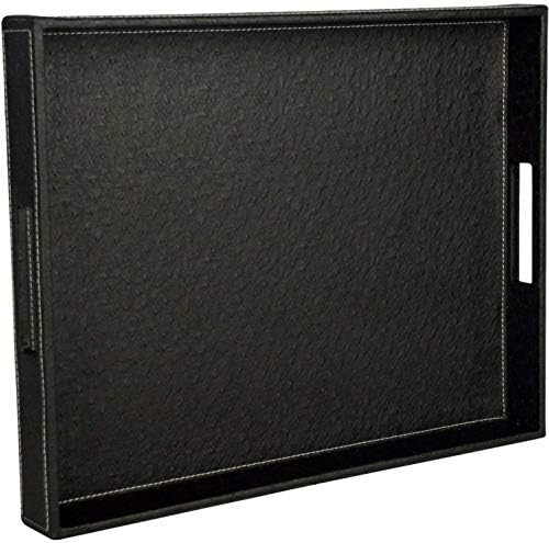Ranslen Serving Tray with Handles, 20 x 16 Inch Rectangular Leather Tray for Coffee Table, Breakfast | Amazon (US)