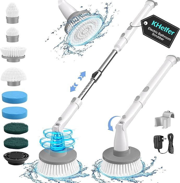 kHelfer Electric Spin Scrubber Kh8, Upgrade Cordless Shower Scrubber 8 Replacement Head, 1.5H Bat... | Amazon (US)