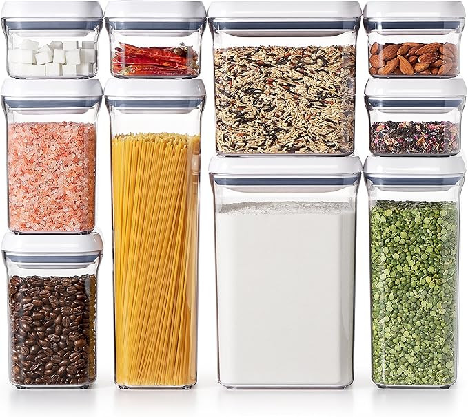 OXO Good Grips 10-Piece Airtight Food Storage POP Container Value Set, Standard Packaging,White,1... | Amazon (US)