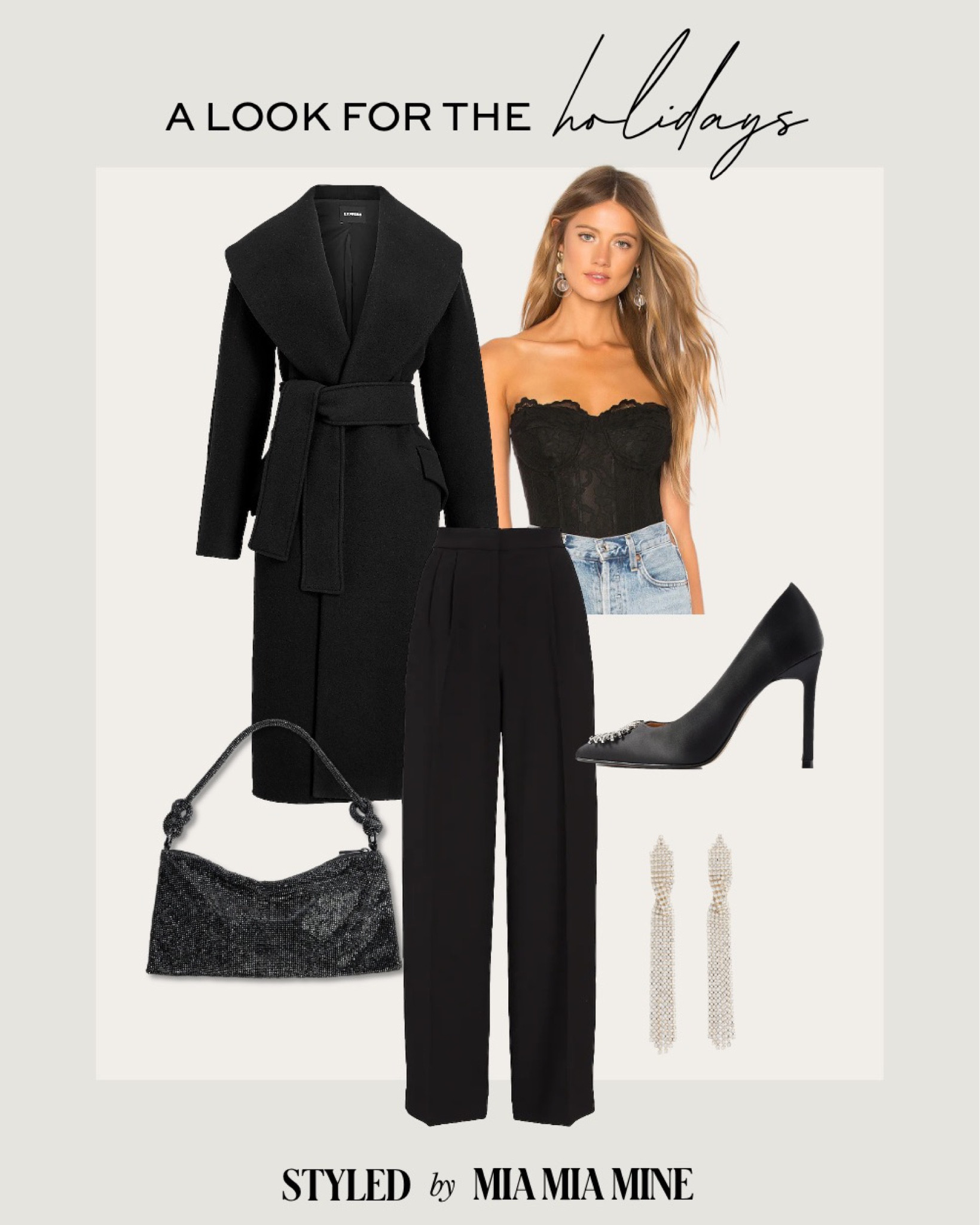 Winter date night / holiday outfits on sale / winter outfits
Bardot corset bodysuit
Express robe coat
Express wide leg pants
Express embellished pumps
Express shimmer bag 



#LTKHoliday #LTKunder100 #LTKsalealert