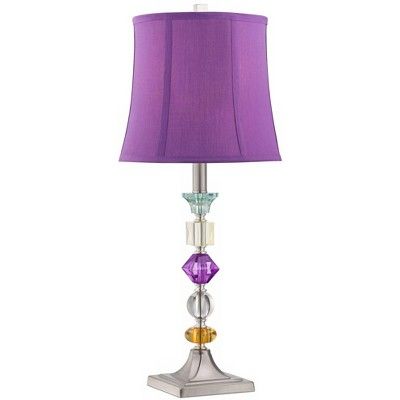 360 Lighting Multi Colored Modern Table Lamp Clear Stacked Gem Purple Shade for Kids Room Bedroom... | Target
