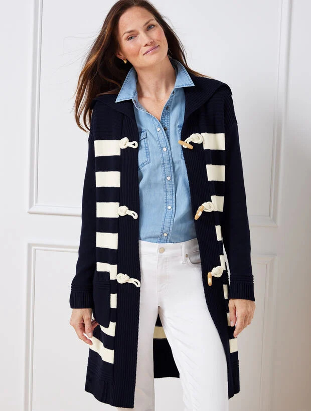Stripe Cable Knit Coatigan | Talbots