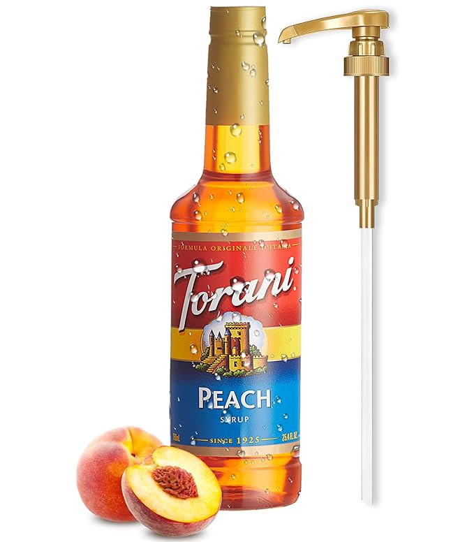Peach Syrup for Ice Tea & Drinks 25.4 Ounces Flavoring for Drinks with Little Squirt Syrup Pump | Amazon (US)