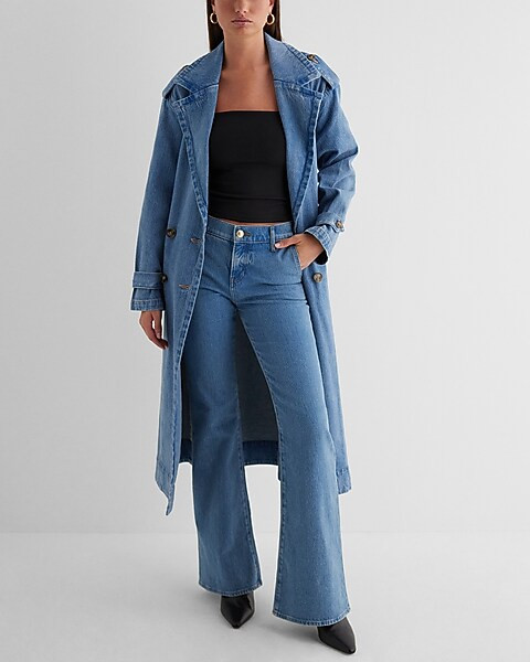 Denim Belted Trench Coat | Express