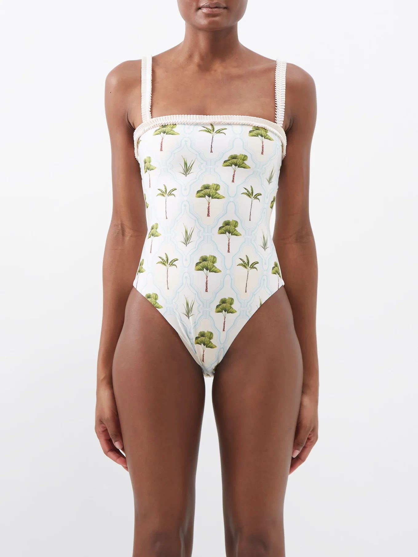 Limon palm-print recycled fibre-blend swimsuit | Agua by Agua Bendita | Matches (UK)