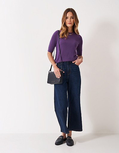 Merino Short Sleeve Tee in Purple | Crew Clothing (UK)