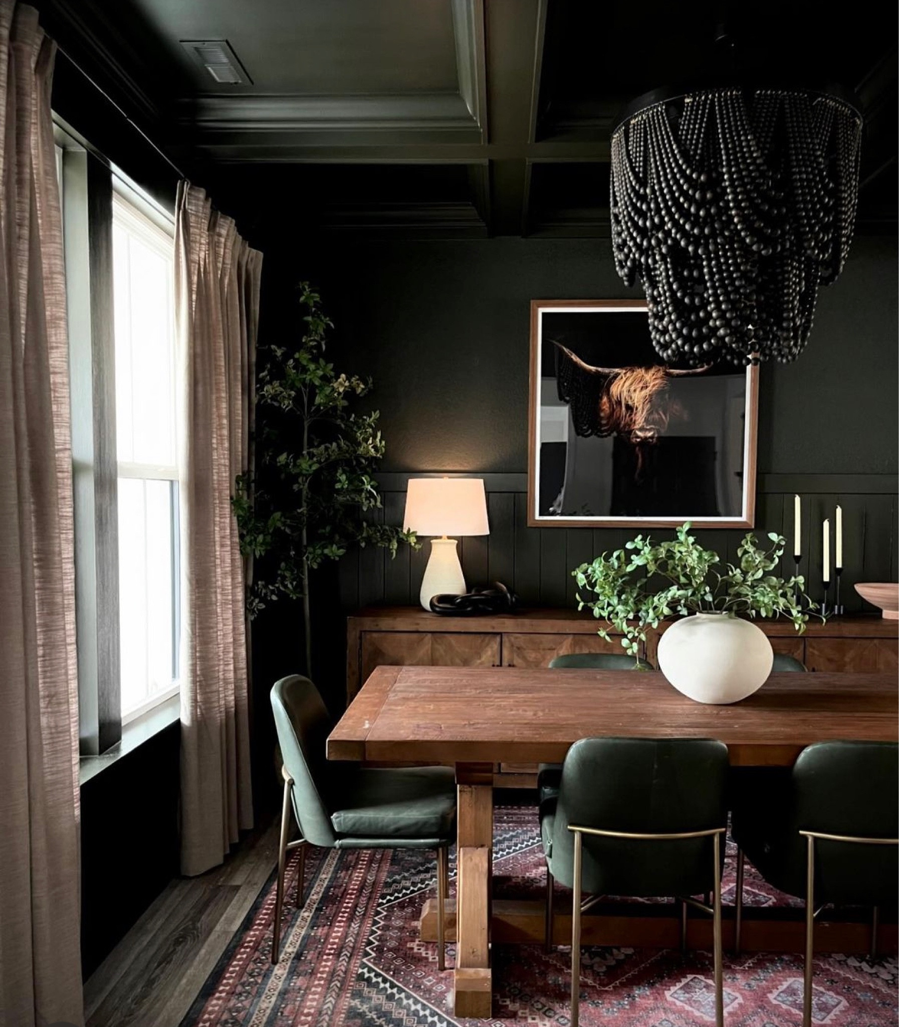 Moodiest Dining Room 
Paint Color is SW Roycroft Bronze Green

#LTKhome