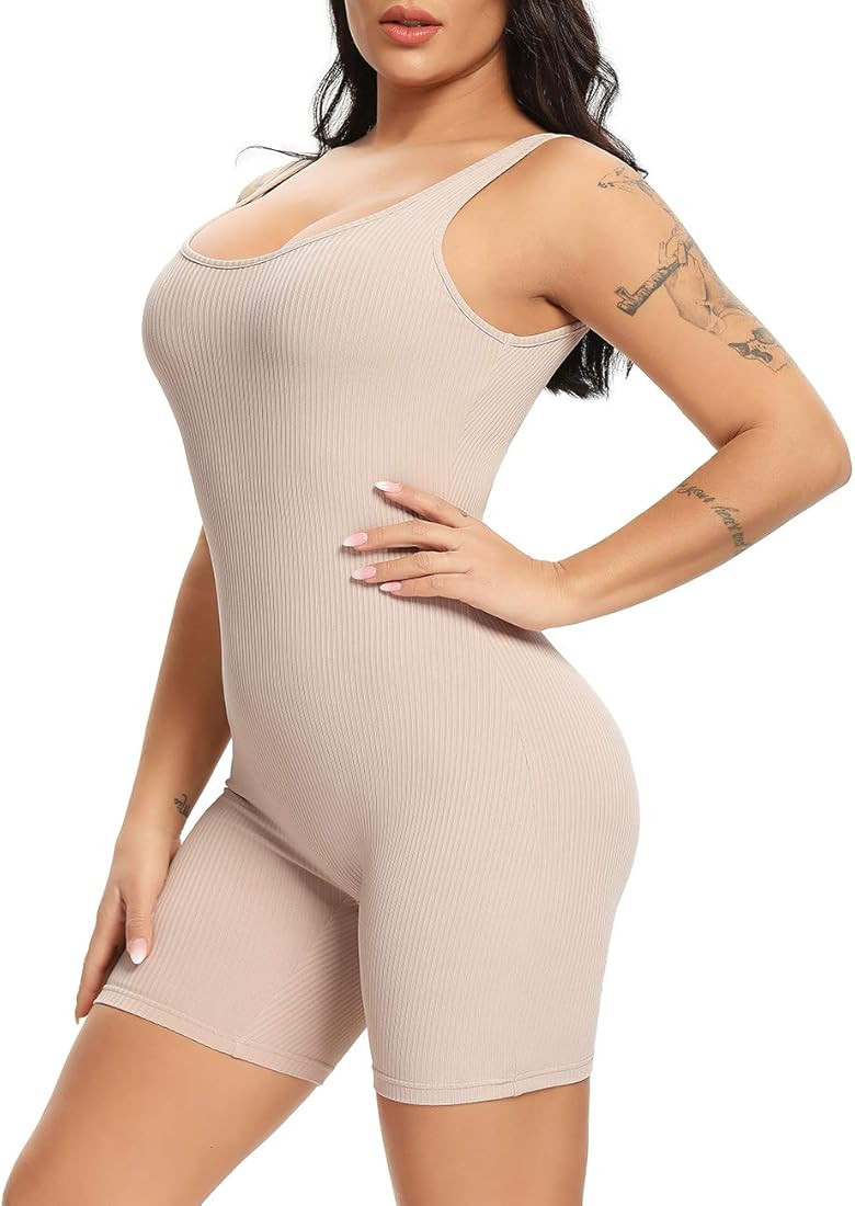 Womens Summer Sexy Ribbed Sleeveless Bodycon Rompers Shorts Jumpsuits | Amazon (US)