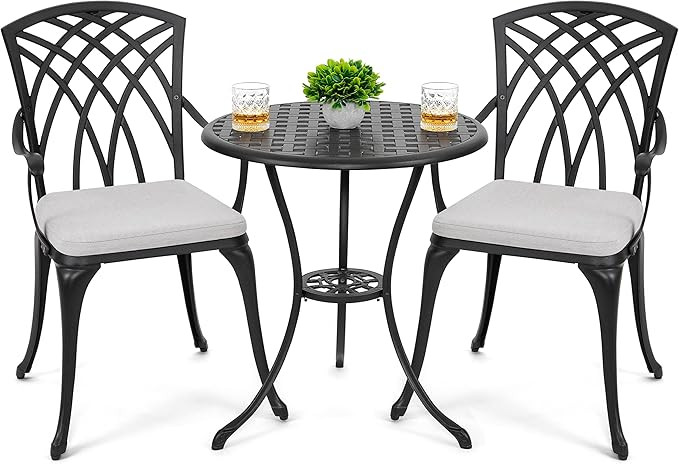 NUU GARDEN Bistro Set 3 Piece Outdoor Cast Aluminum Patio Bistro Set Patio Table and Chairs Set o... | Amazon (US)