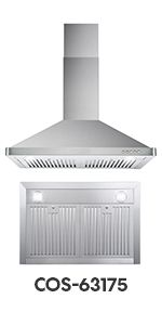 COSMO COS-6324EWH Wall Mount Range Hood, Chimney-Style Over Stove Vent, 3 Speed Fan, Permanent Fi... | Amazon (US)