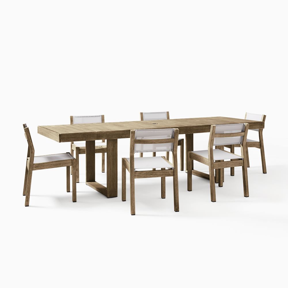 Portside Outdoor Expandable Dining Table & Textilene Chairs Set | West Elm (US)