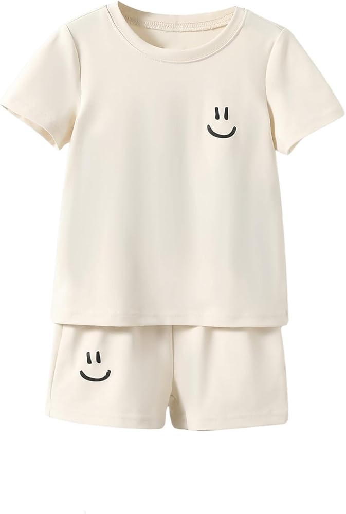 Floerns Toddler Boy's 2 Piece Graphic Print Crewneck Tee Shirt and Track Shorts Set | Amazon (US)