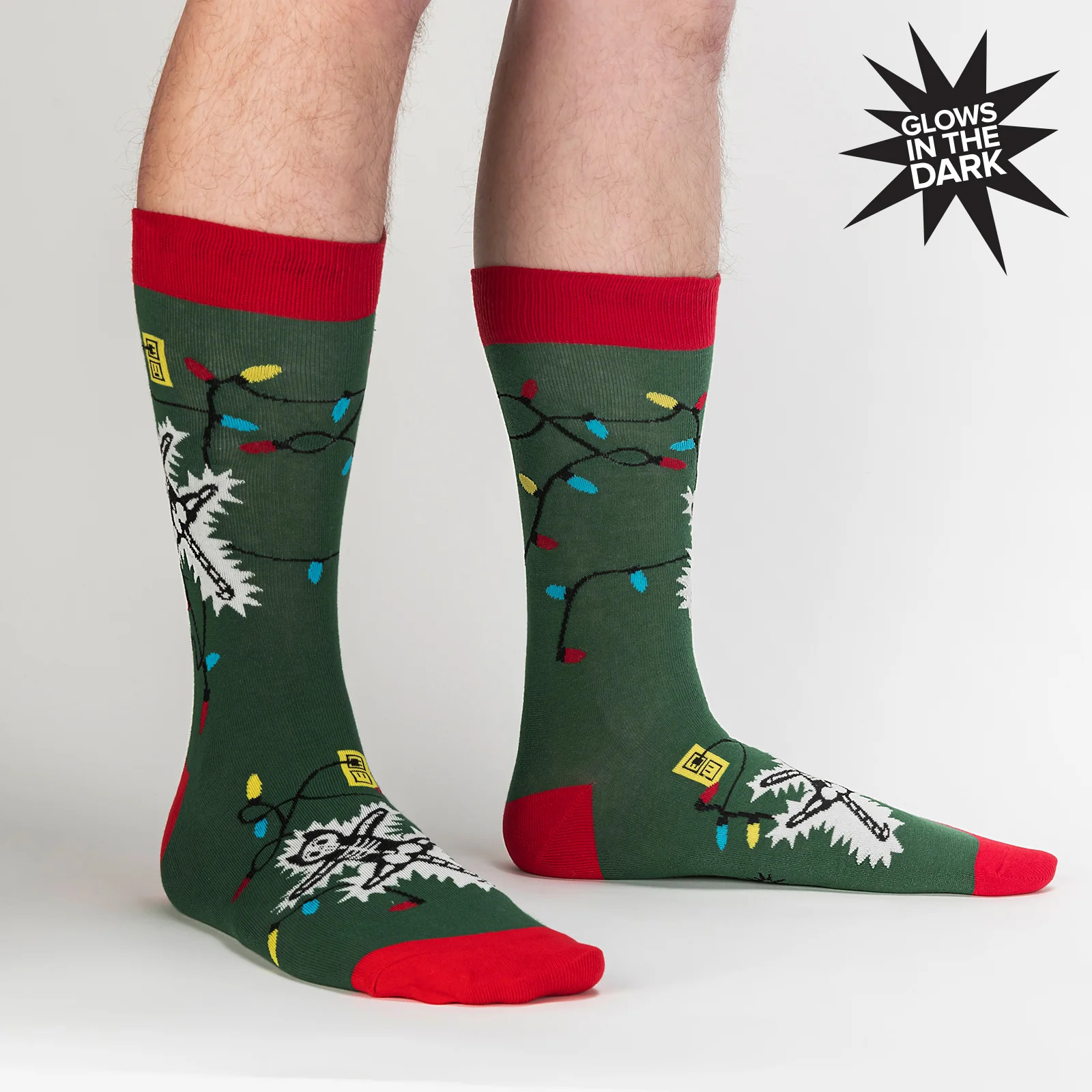 Eating Light | Funny Christmas Crew Socks - Green | Men's | Sock It To Me