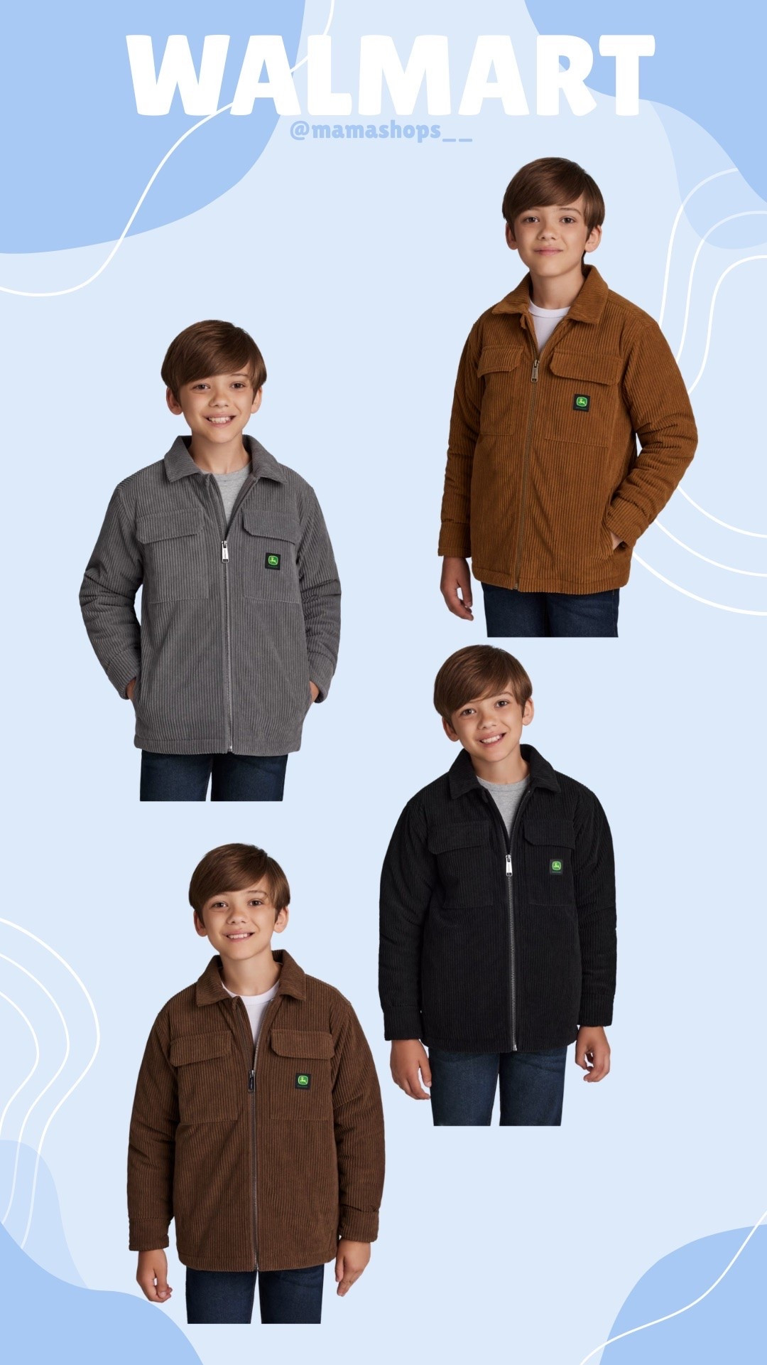 Walmart finds John Deere corduroy tractor jacket for boys, they look super nice and warm! 👦🏻🤩

Find the links here, go check them out🍂🔗

#LTKSeasonal #LTKmomlife #LTKKids