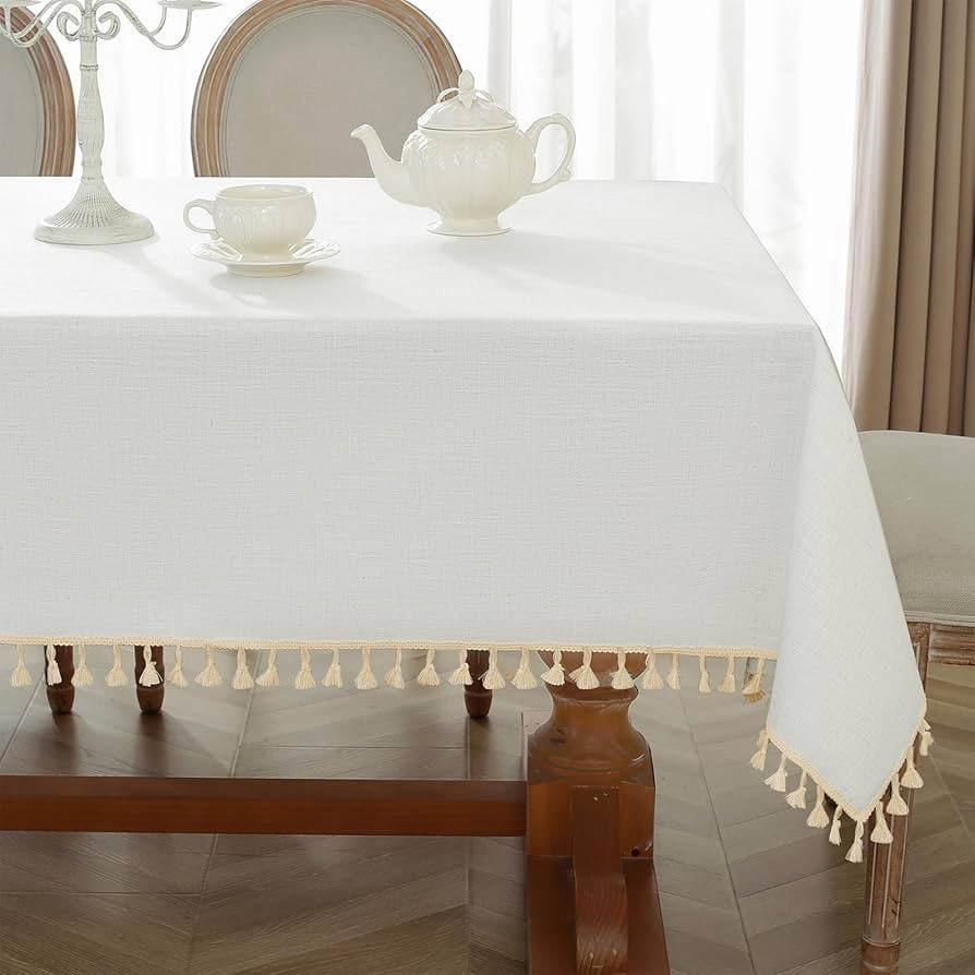 Alsoo Table Cloth Rectangle Table Heavy Duty Cotton Linen Texture Tablecloth Farmhouse Waterproof... | Amazon (US)