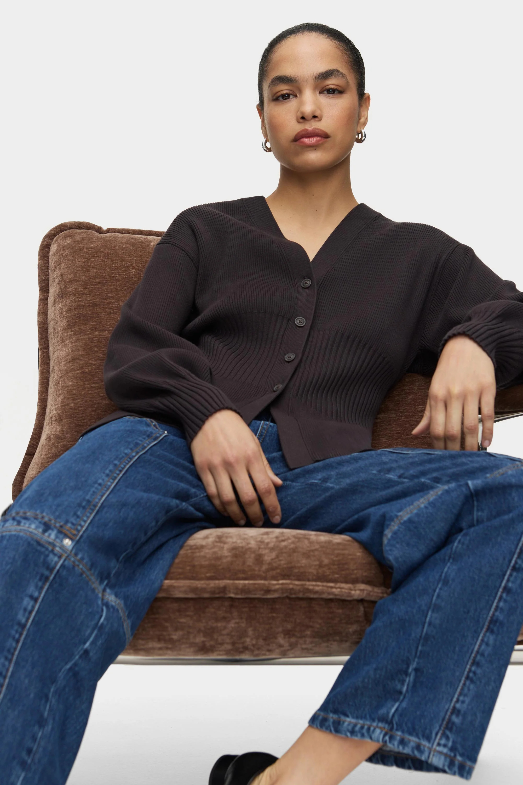 ALIGNE Waisted Cardigan - Brown | Clay | Aligne UK