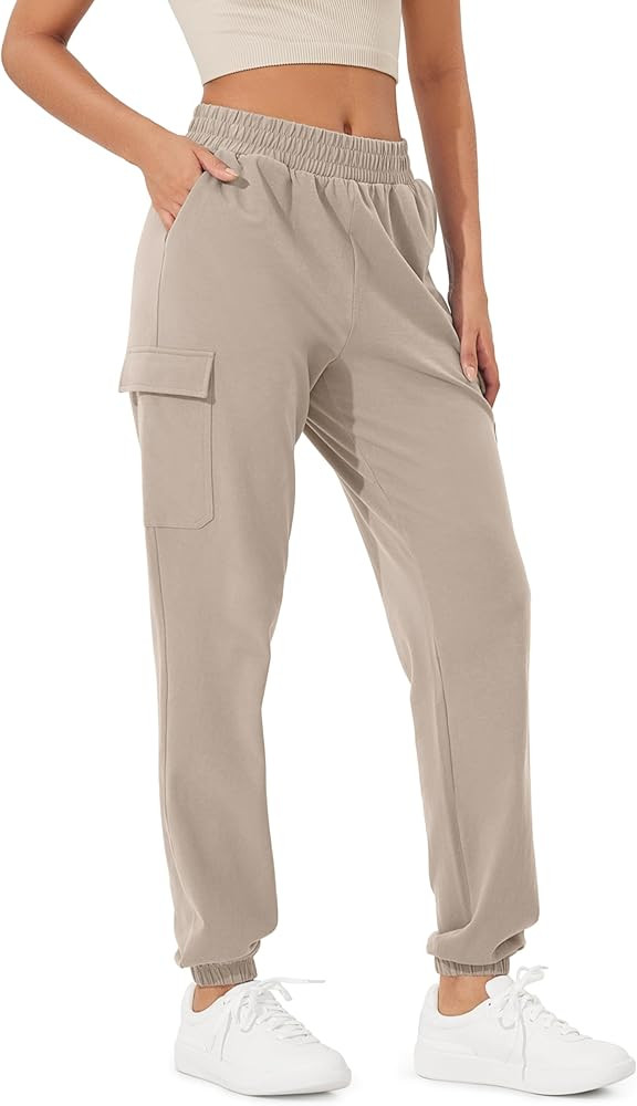 ODODOS Cargo Jogger Pants for Women Purevibe Cotton Mid Waist Track Cuff Lounge Sweatpant with Po... | Amazon (US)