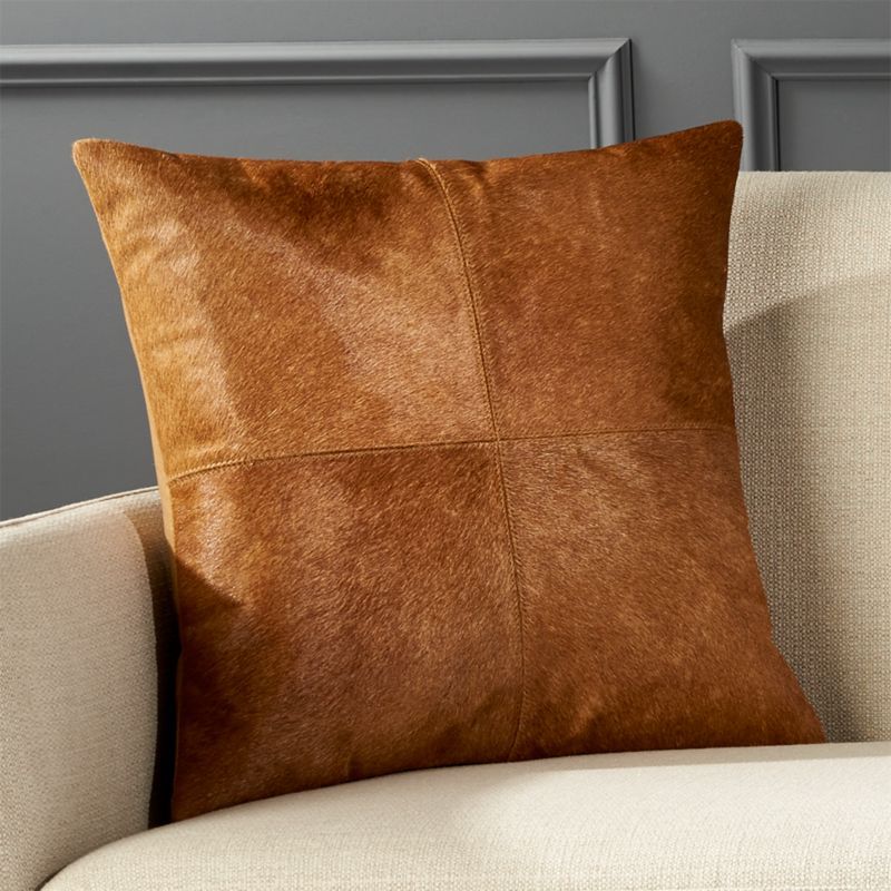 18" Abele Brown Cowhide Pillow with Feather-Down Insert + Reviews | CB2 | CB2