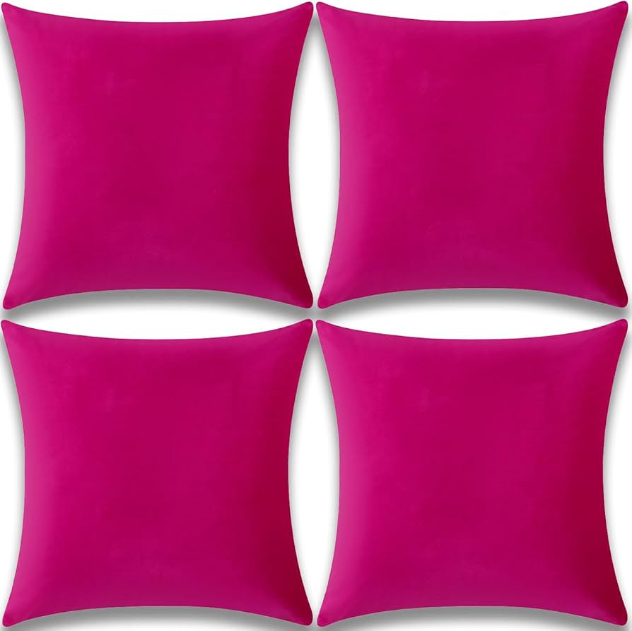 Yonous Throw Pillow Covers, Velvet Soft Decorative Cushion Case for Sofa Bedroom Car, Set of 4, 1... | Amazon (US)