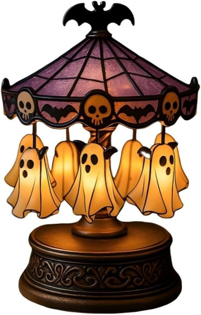 Ghost Carousel Light, Halloween Ghost Carousel Night Light Decor, Halloween Party Decorations, Ha... | Amazon (US)