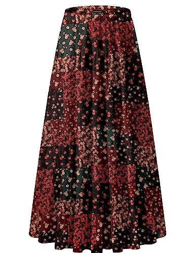 NASHALYLY Women's Chiffon Elastic High Waist Pleated A-Line Flared Maxi Skirts | Amazon (US)
