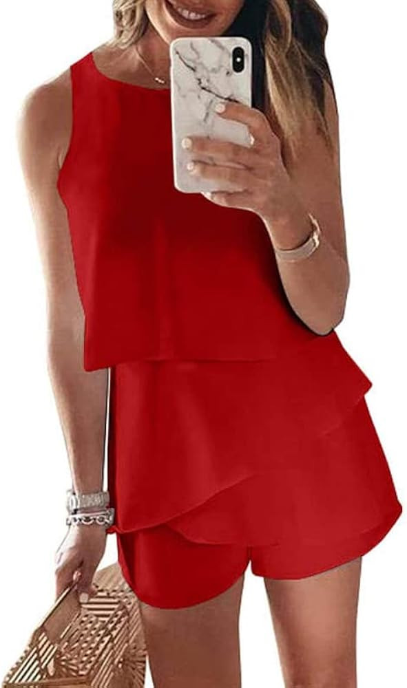 Dokotoo Womens Halter Neck Sleeveless Floral Print & Solid Rompers Jumpsuits | Amazon (US)