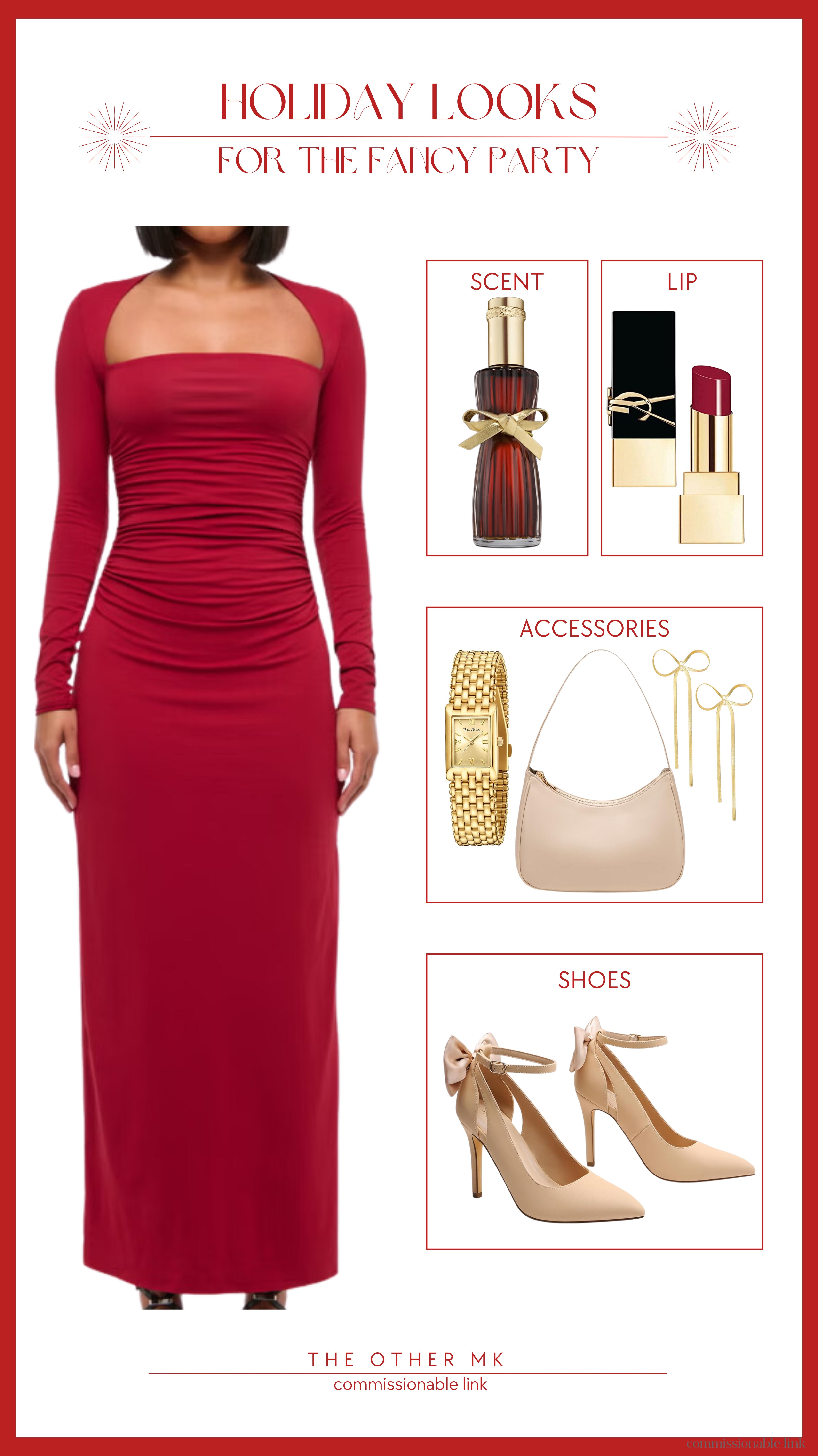 Fancy holiday party look! This long red dress is beautiful and perfect to wear this season! 

Winter fashion, Holiday fashion, Elevated looks, Accessories, Beauty, Heels, Purse, Jewelry 

#LTKMidsize #LTKHoliday #LTKStyleTip