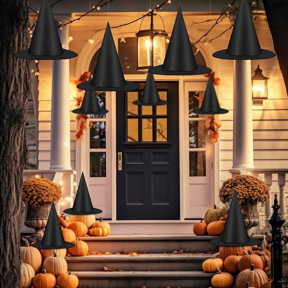 24 PCS Halloween Witch Hat, Black Witches Hat Costume Accessories Hanging Witch Hats Halloween De... | Amazon (US)