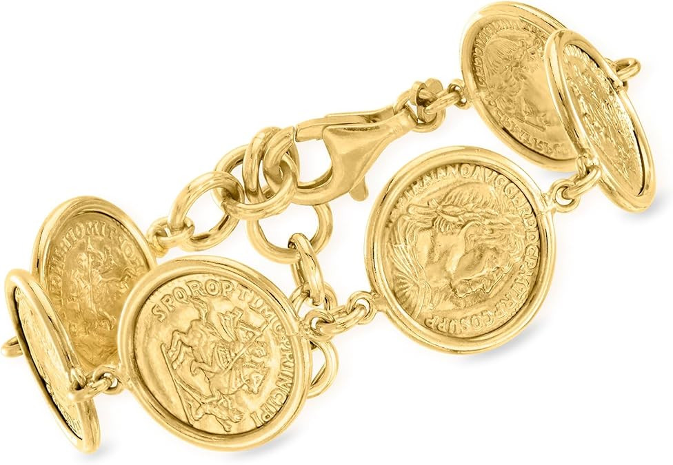 Ross-Simons Italian 18kt Gold Over Sterling Replica Coin Bracelet. 7 inches | Amazon (US)