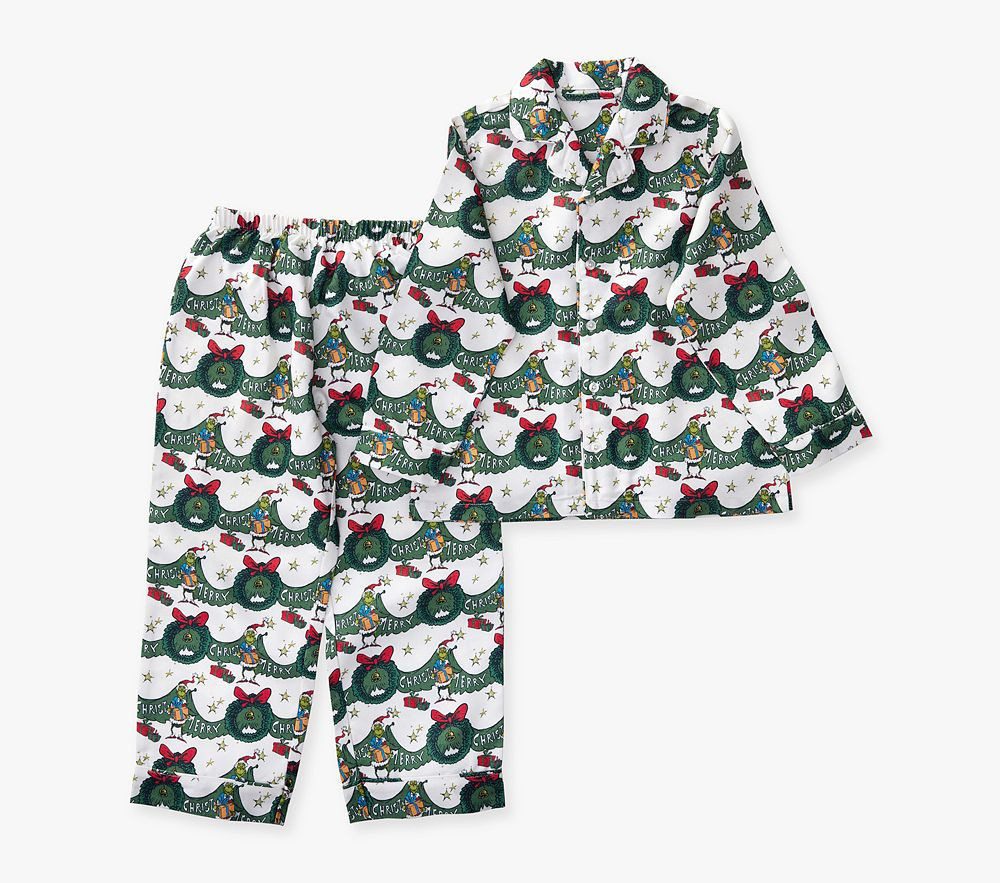 Grinch Wreath Flannel Pajama ,8 | Pottery Barn Kids