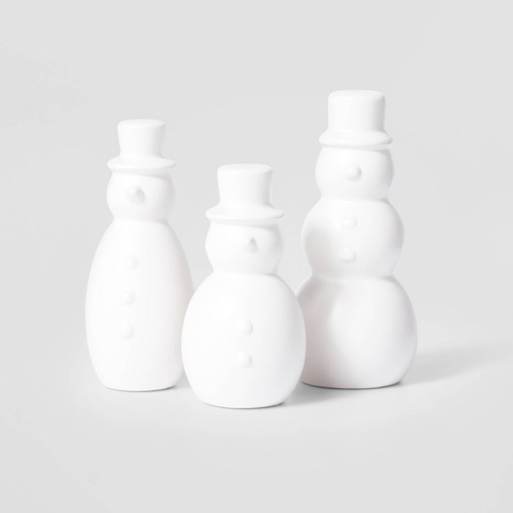 3pc Ceramic Snowman Decorative Figurine Set - Wondershop&#8482; | Target