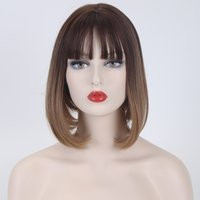Ombre Brown Bob Wig, Short Wig With Bangs | Etsy (US)