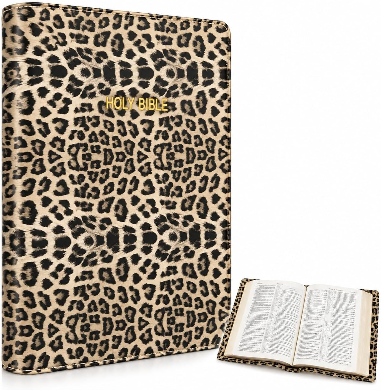 Leopard Print Bible Cover PU Leather Case for Women Brown | Amazon (US)