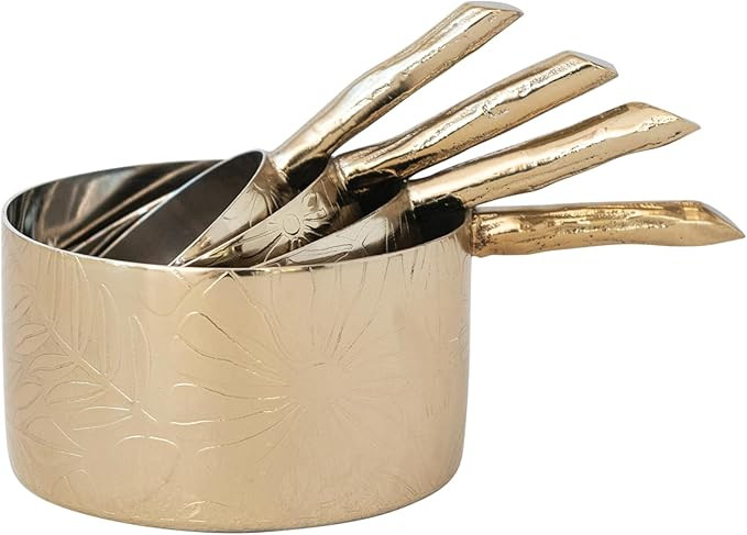 Creative Co-Op 4-Piece Stainless Steel Measuring Cups, Brass | Amazon (US)