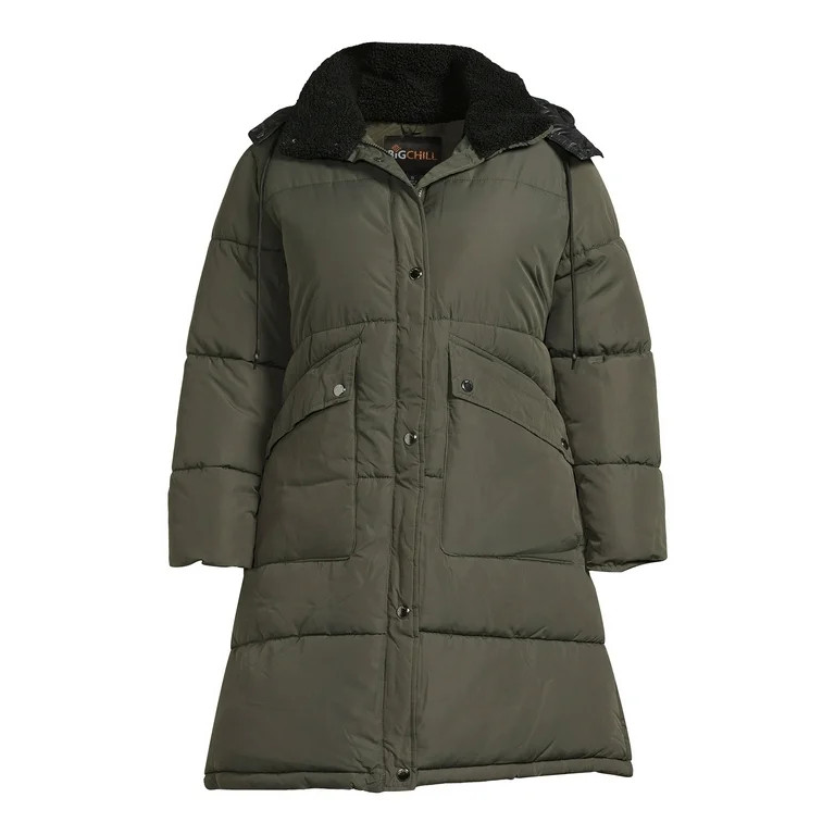Big Chill Women's and Women's Plus Maxi Puffer Coat with Hood, Heavyweight, Sizes S-3X | Walmart (US)