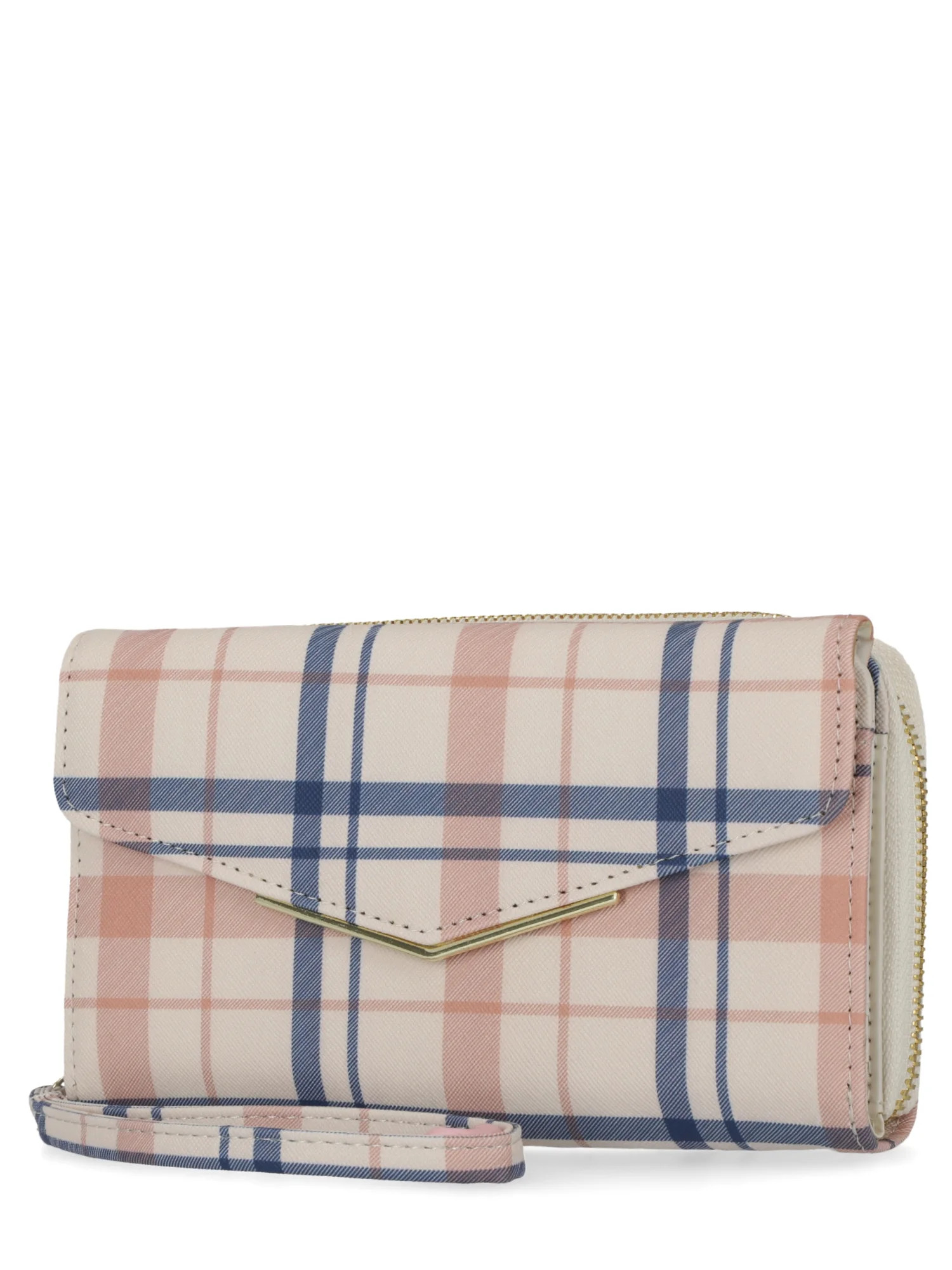 Time and Tru Women's Ainsley Bulk Clutch Wallet Vinyl Plaid Print | Walmart (US)