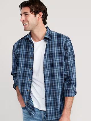 Regular-Fit Built-In Flex Patterned Everyday Shirt for Men | Old Navy (US)