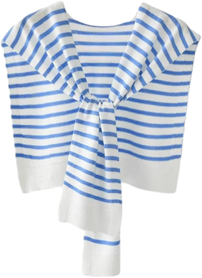 Womens Striped Pashmina Shawls and Wraps Knitted Sweater Casual Shawl Wraps Scarf Cardigan Cape C... | Amazon (US)