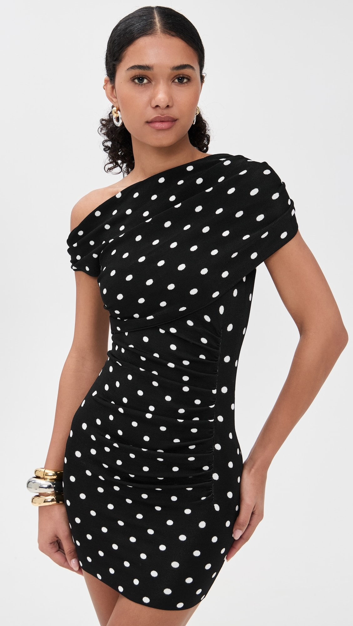 Polka Dot Draped Knit Mini Dress | Shopbop