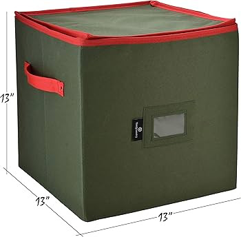 Christmas Ornament Storage - Stores up to 64 Holiday Ornaments, Adjustable Dividers, Zippered Clo... | Amazon (US)