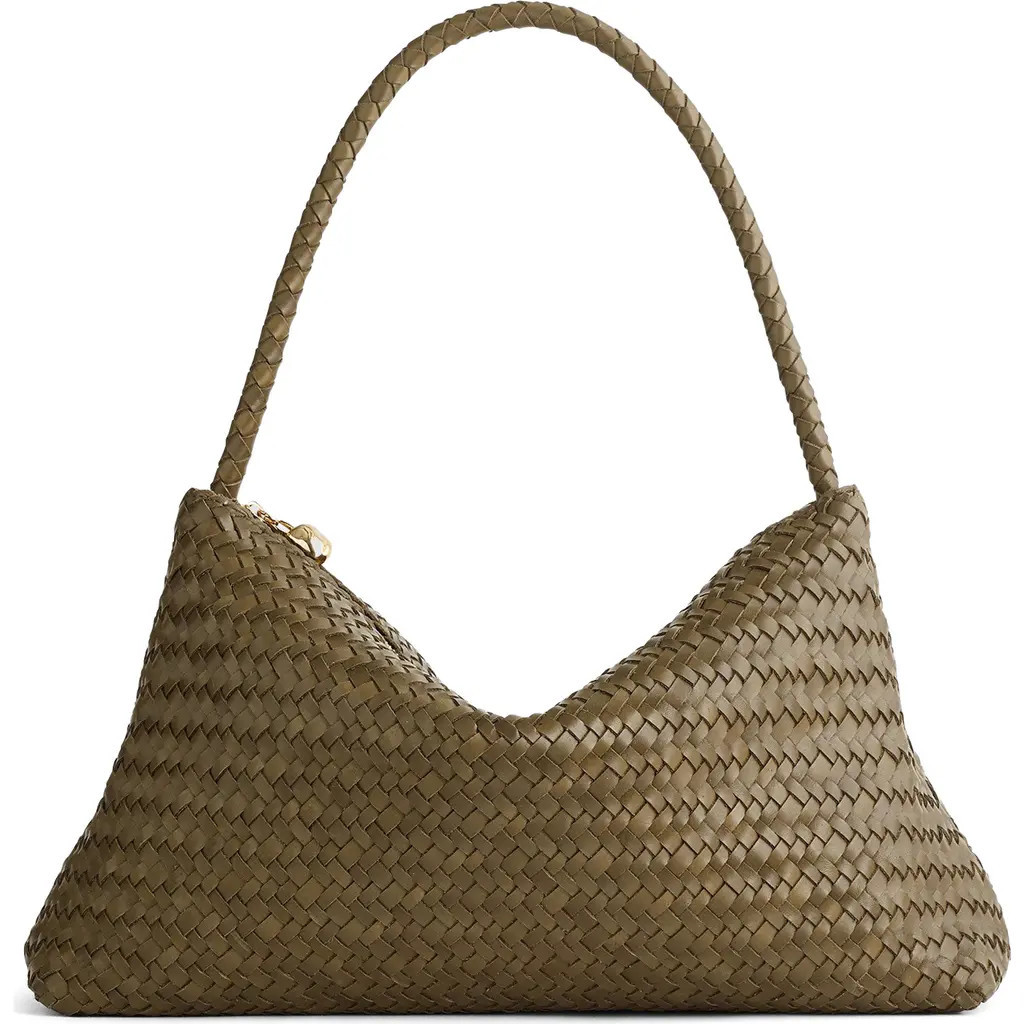 Madewell The Signature Woven Collection Leather Shoulder Bag in Faded Olive at Nordstrom | Nordstrom