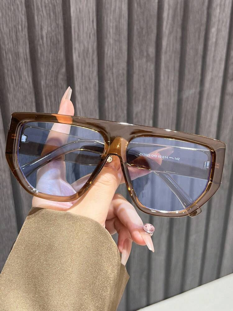 1 Pair Oversized Polygonal Fashion Glasses For Women, Retro Asymmetrical Bohemian Style, | SHEIN