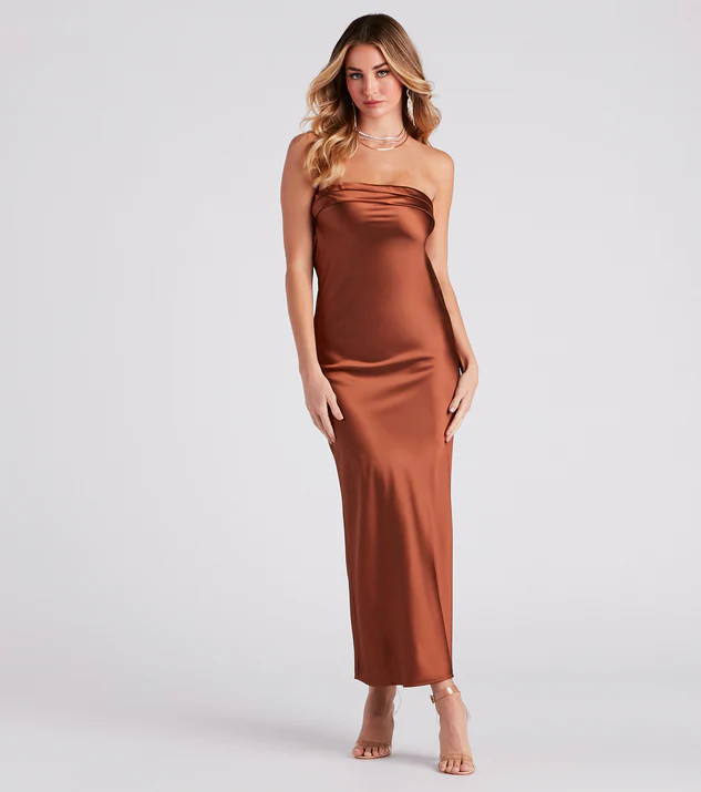 Jaylee Strapless Satin Formal Dress | Windsor Stores